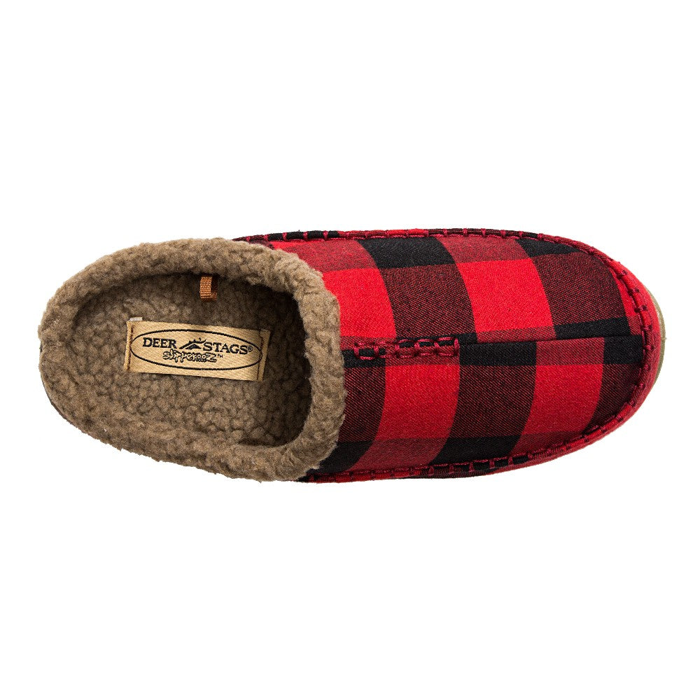 Deer Stags Nordic in Red Black Plaid