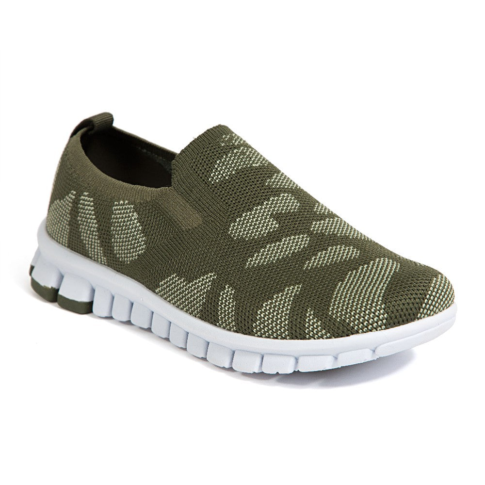 Deer Stags Kids Eddy Jr Slip on Mesh Sneaker in Light Green Camo