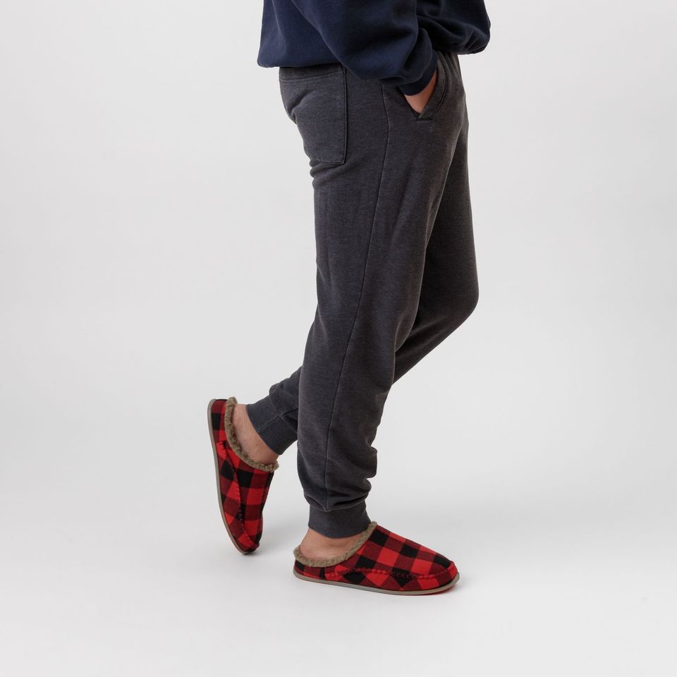 Deer Stags Nordic in Red Black Plaid