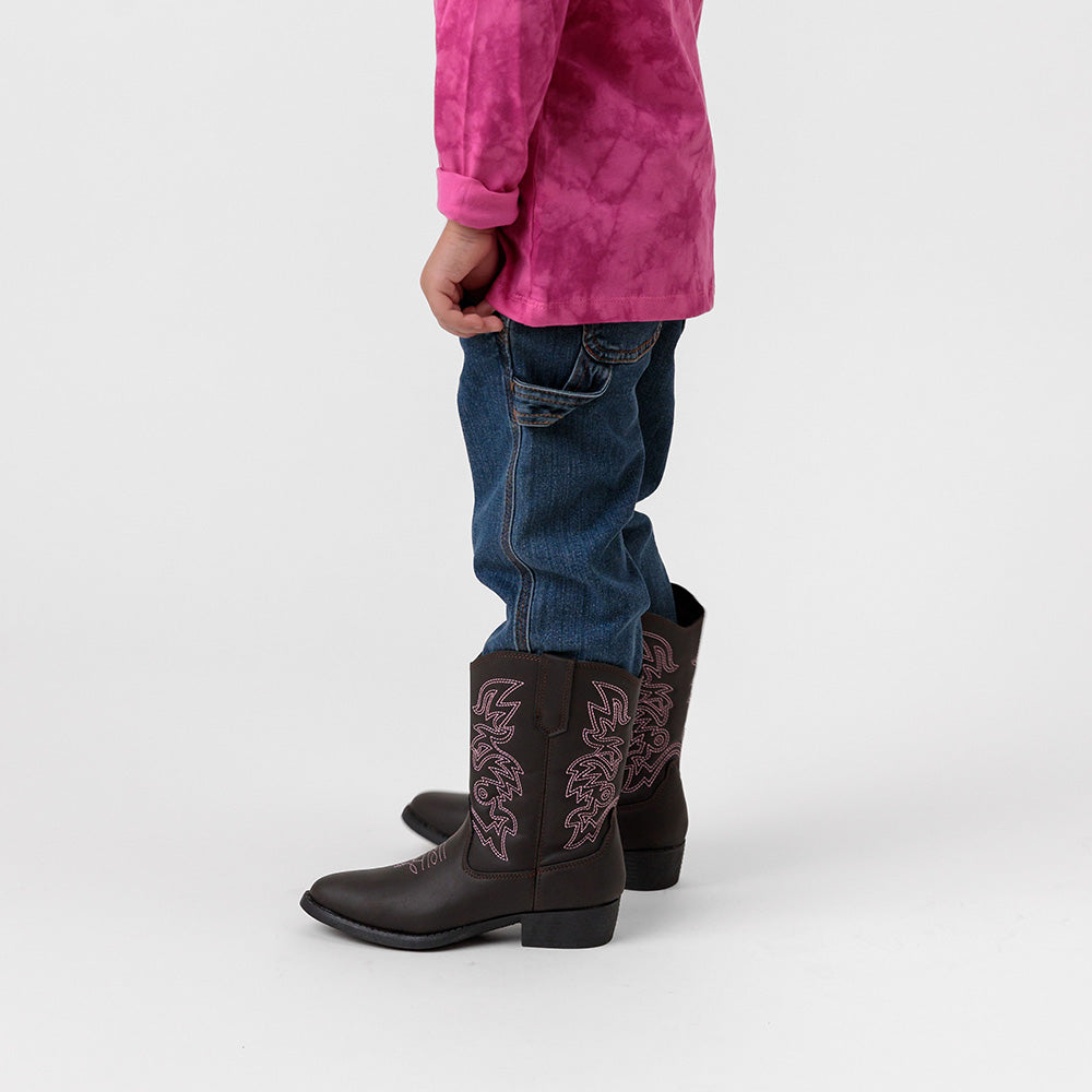 Deer Stags Kids Ranch in Dark Brown/Pink