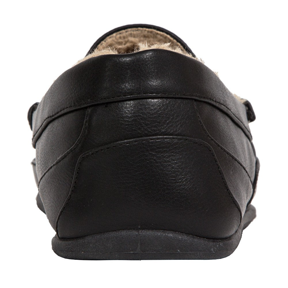 Spun Unisex Slipper in Black Faux Leather