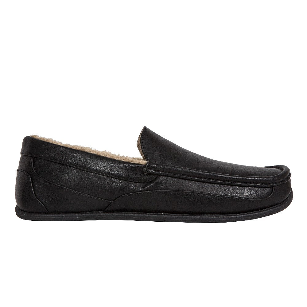 Spun Unisex Slipper in Black Faux Leather