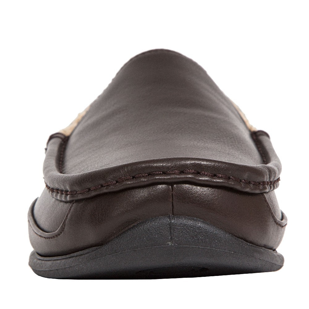 Spun Unisex Slipper in Dark Brown Faux Leather